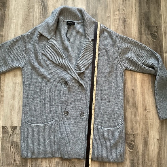 MONROW Double Breasted Knit cardigan blazer sweater women’s S Gray OldMoney $285 - Picture 6 of 6